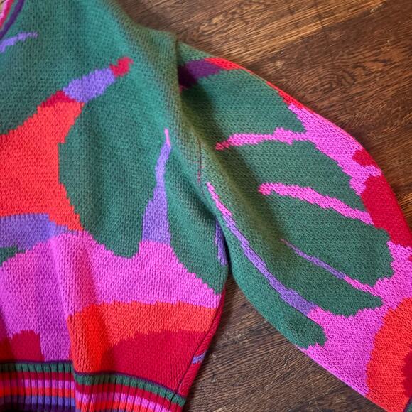 FARM Rio Abstract Scarf Sweater Size Large - Picture 7 of 9